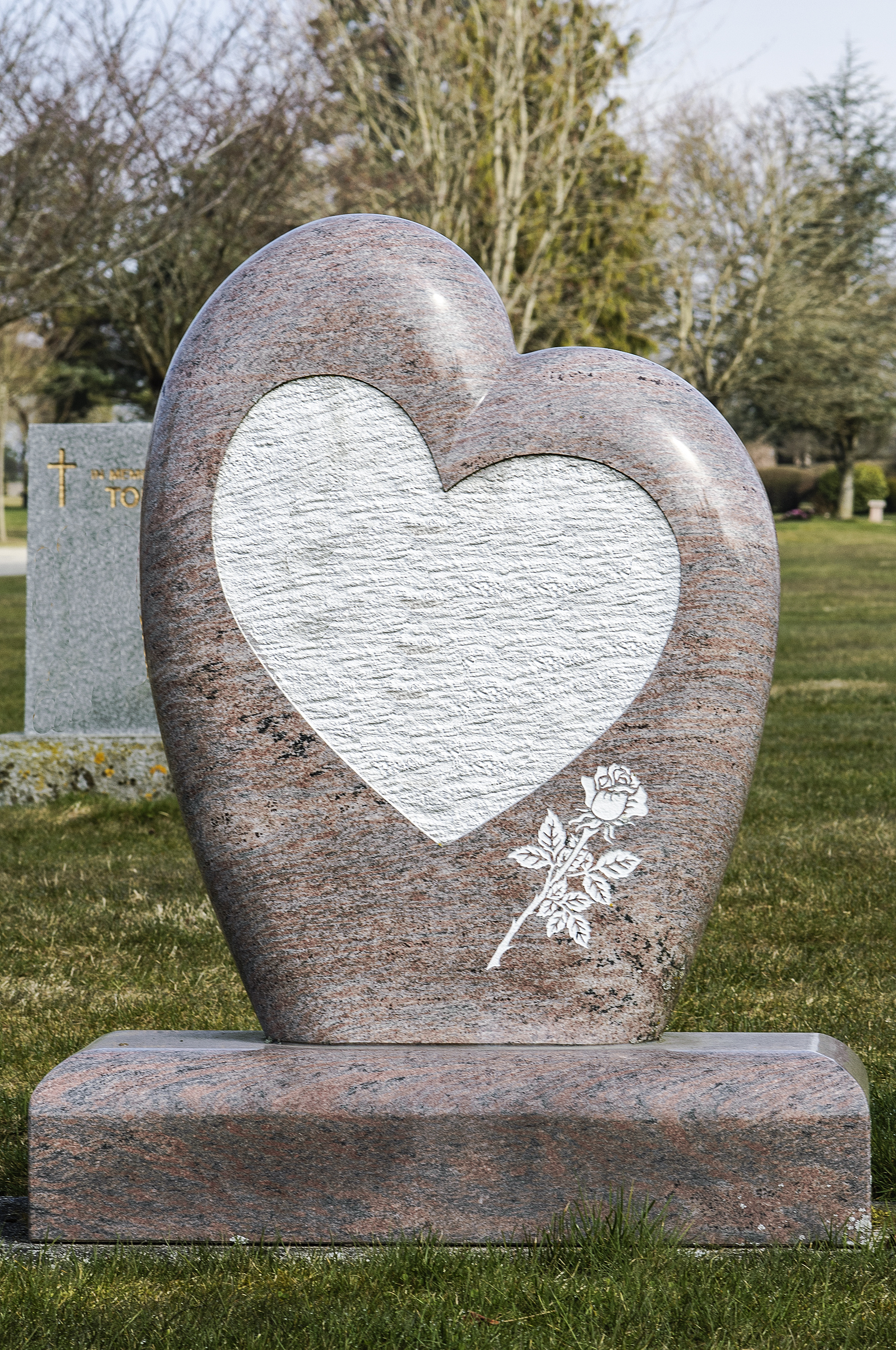 Granite Memorial Plaque Grave Marker with Music Note Design 