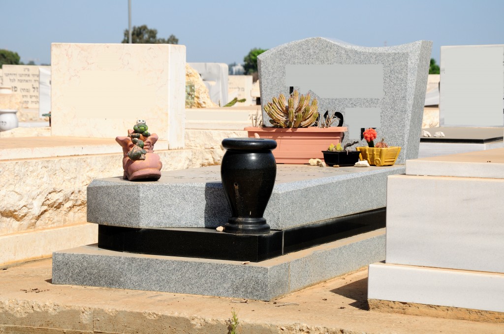 Marble gravestone at jewish cemetery in the central Israel